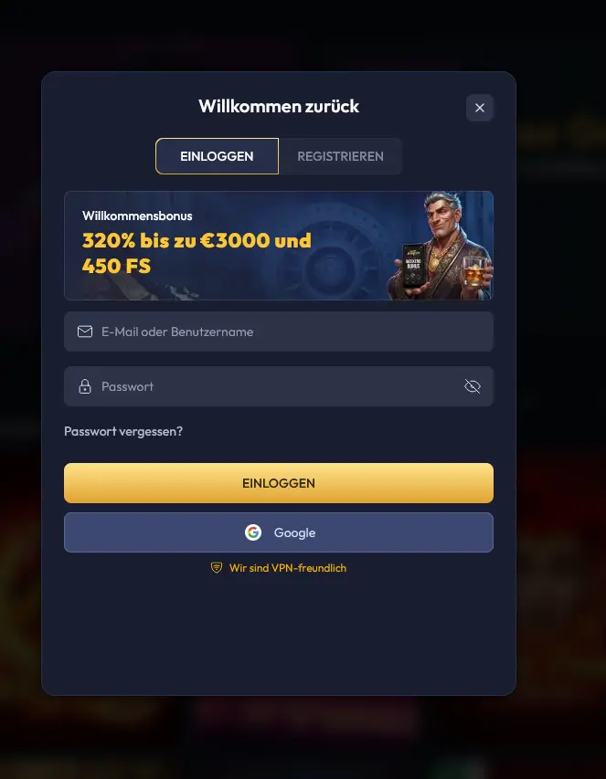 Gangsta Casino Einloggen – Anmeldeseite für bestehende Spieler