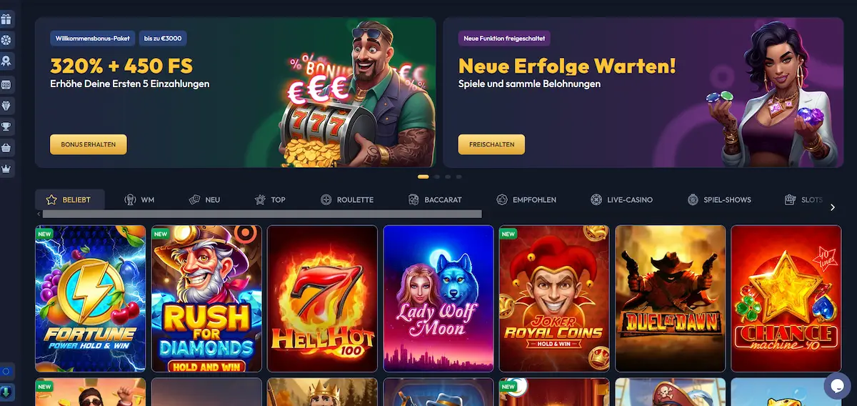 Gangsta Casino – Spiellobby mit 5.000+ Slots und Live-Tischen