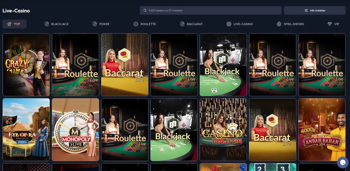 Gangsta Casino Live Casino – Roulette und Blackjack mit echten Dealern